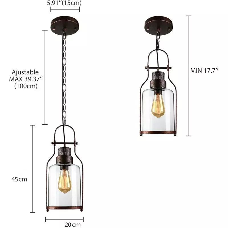 Azura Industrial Glass Jar Pendant Light