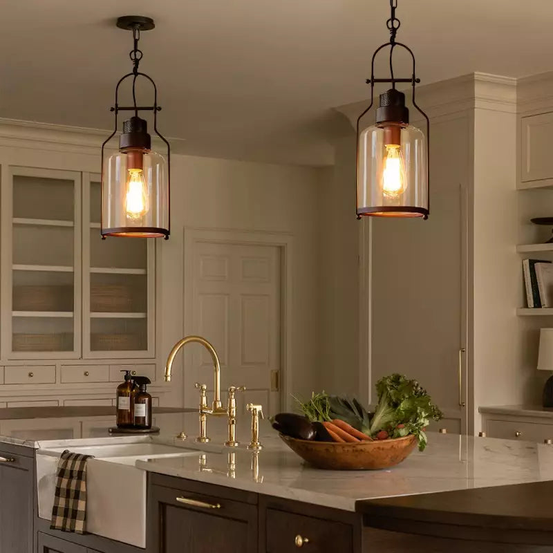 Azura Industrial Glass Jar Pendant Light