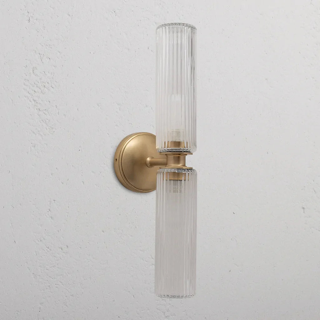 Caela Modern Fluted Glass Tube Double Sconce