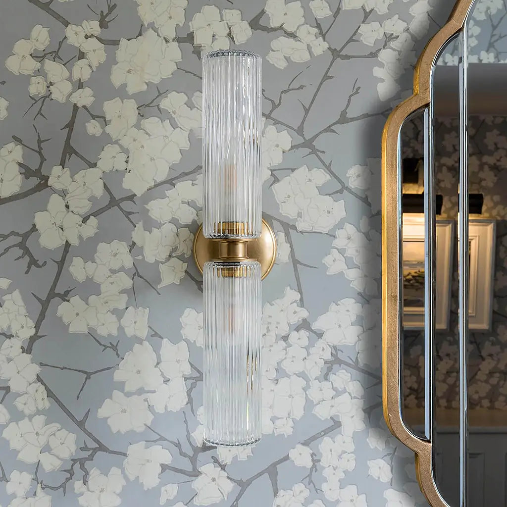 Caela Modern Fluted Glass Tube Double Sconce