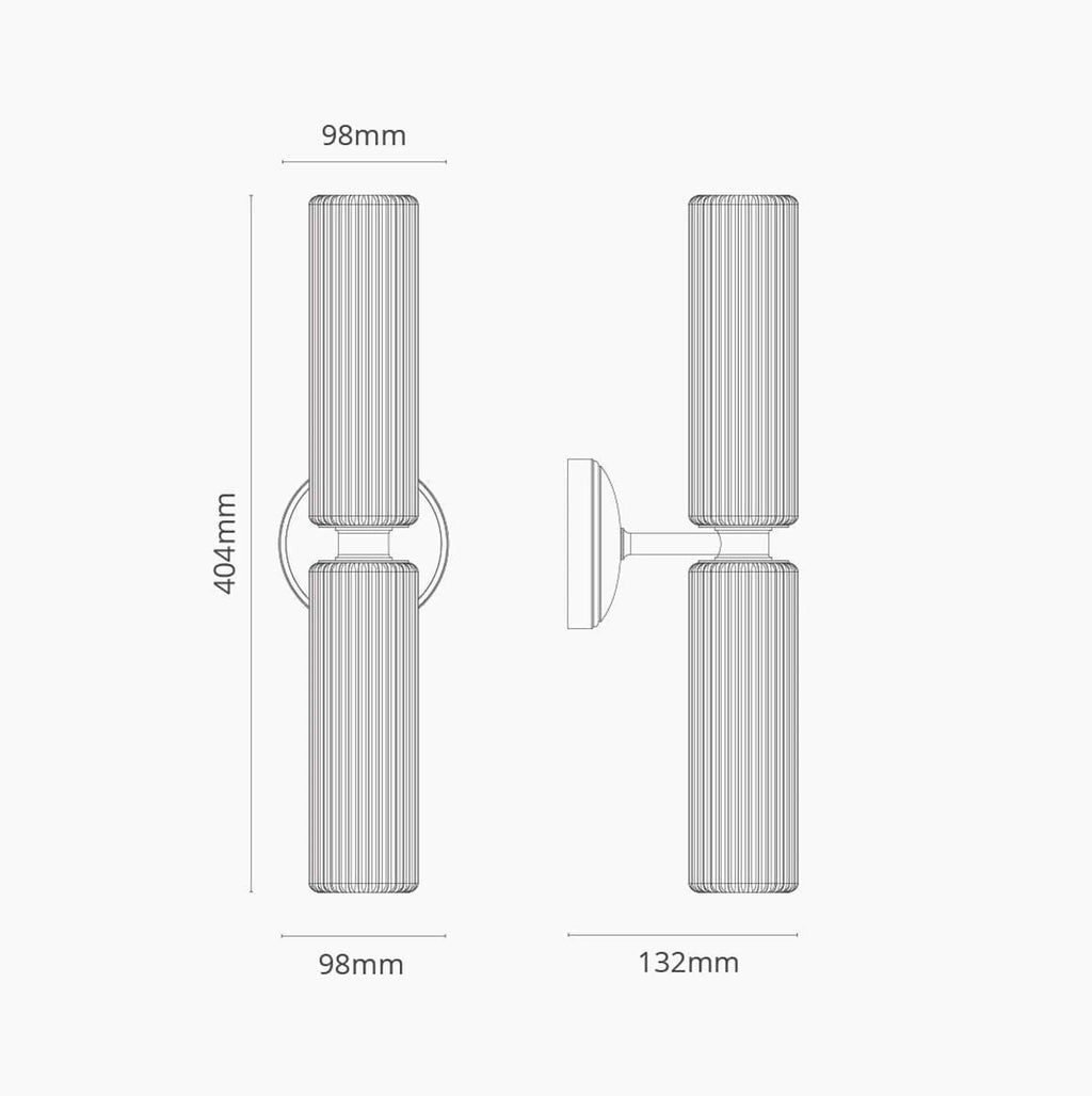 Caela Modern Fluted Glass Tube Double Sconce