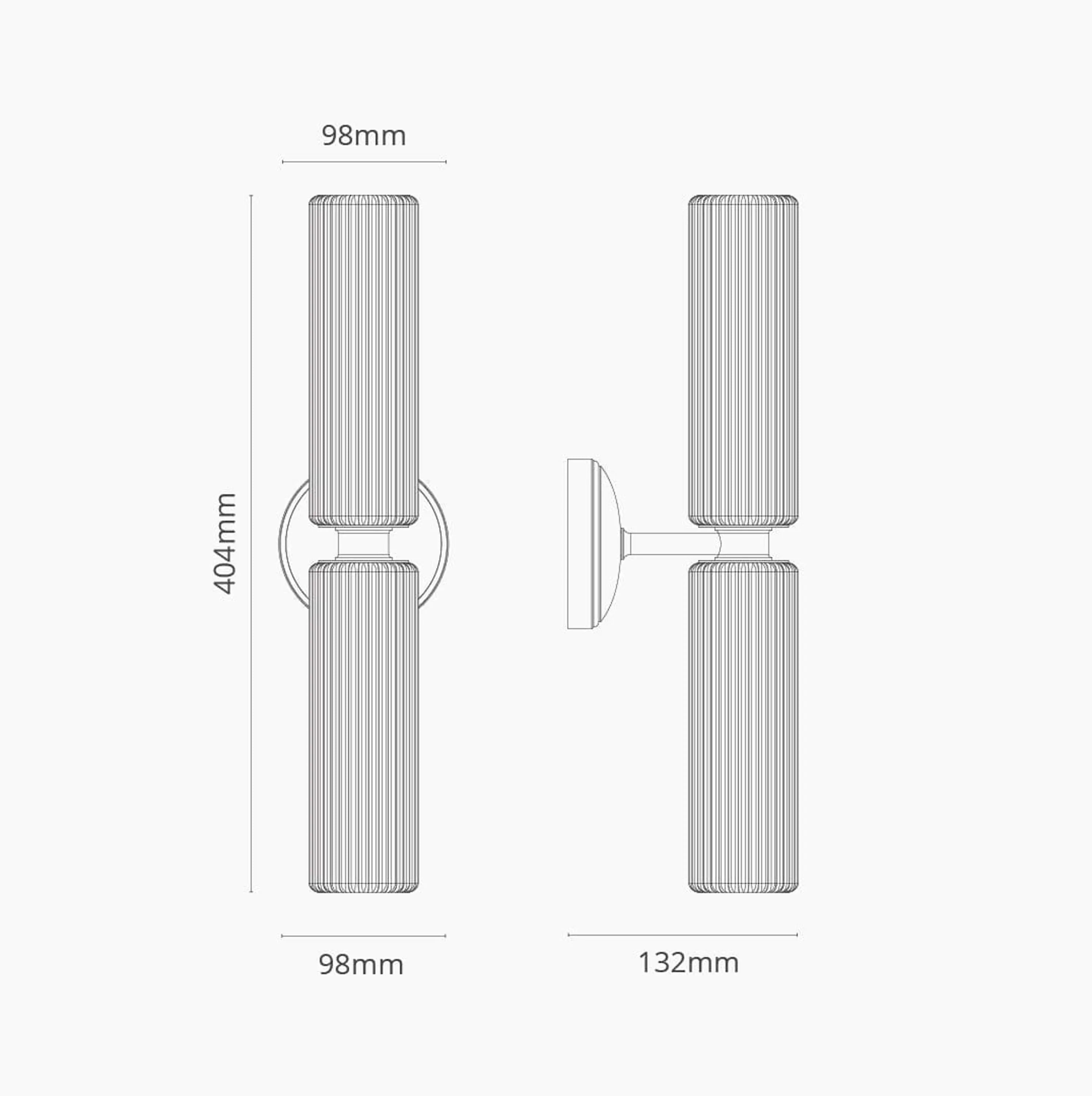 Caela Modern Fluted Glass Tube Double Sconce