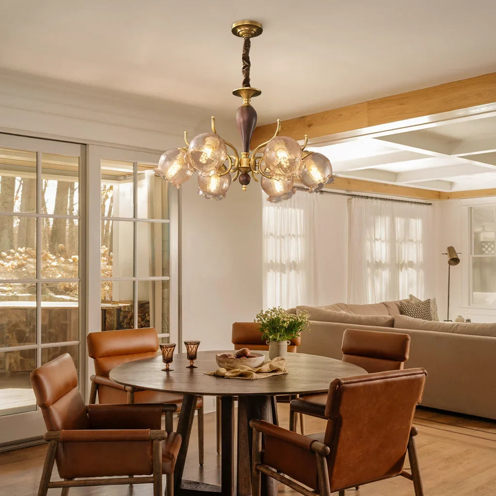 Marius Vintage Copper Wood Ceiling Light