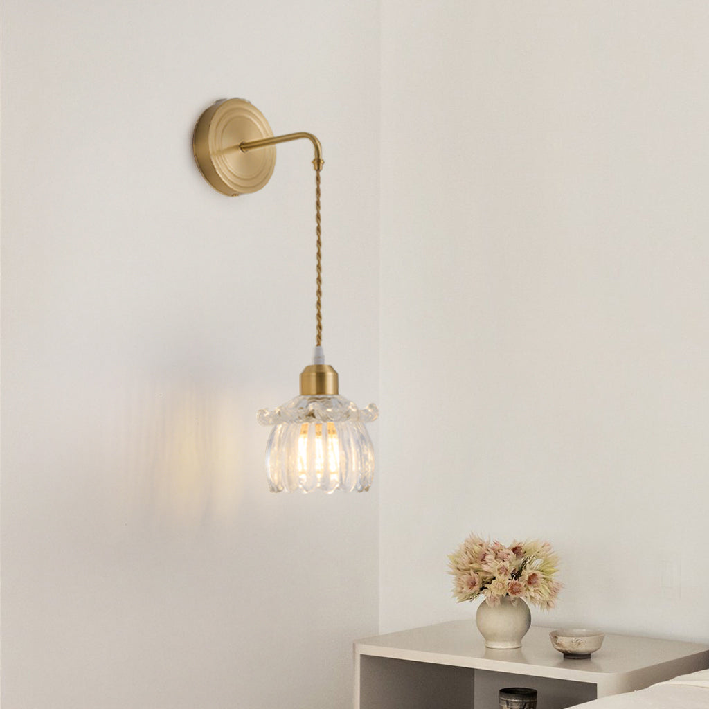Nancy Modern Brass Flower Glass Wall Sconce