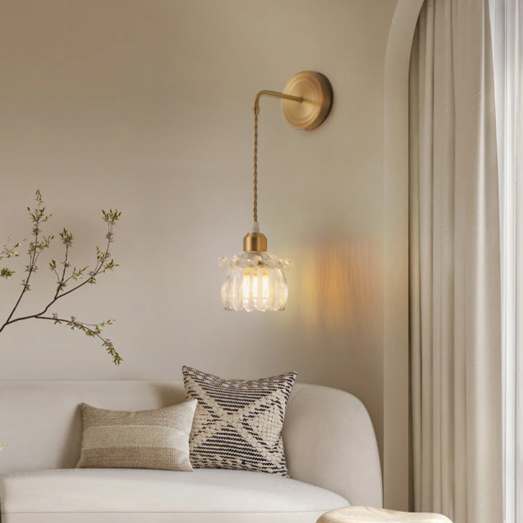 Nancy Modern Brass Flower Glass Wall Sconce