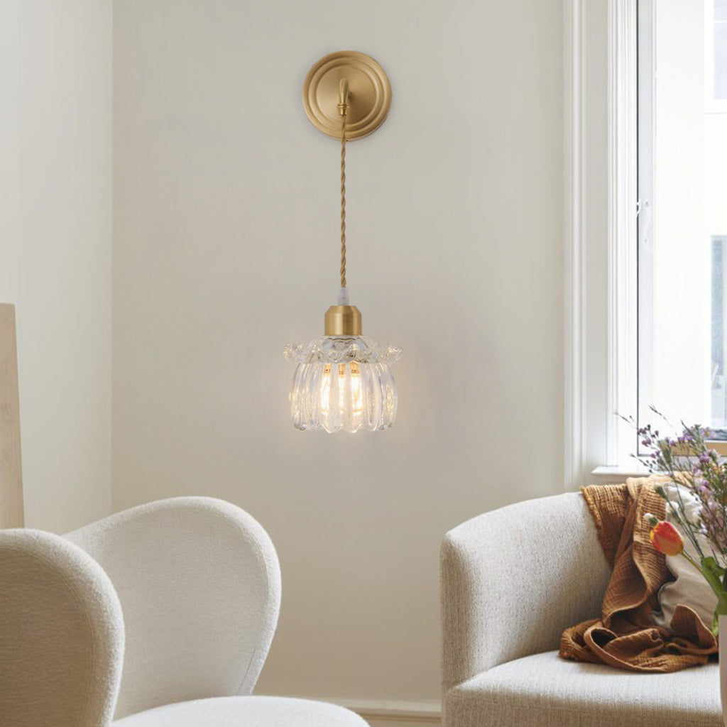 Nancy Modern Brass Flower Glass Wall Sconce