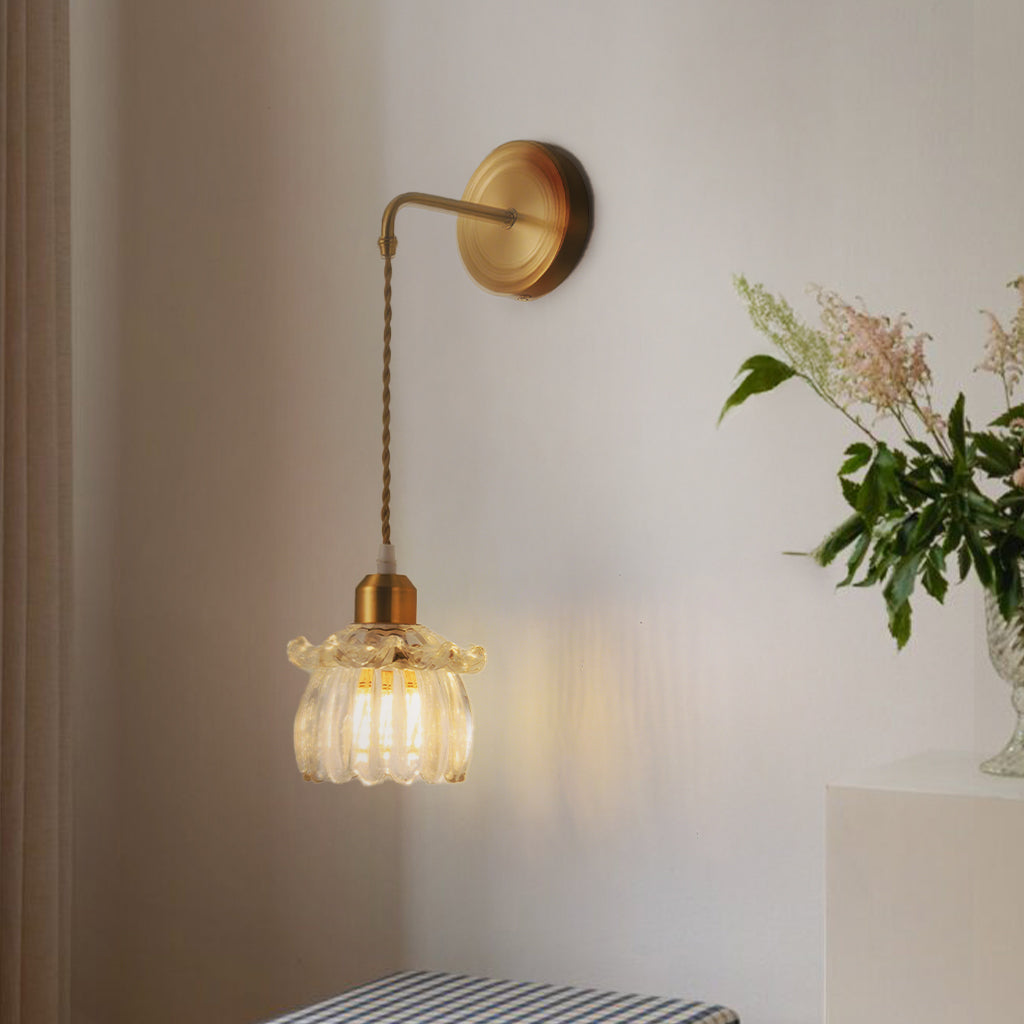 Nancy Modern Brass Flower Glass Wall Sconce