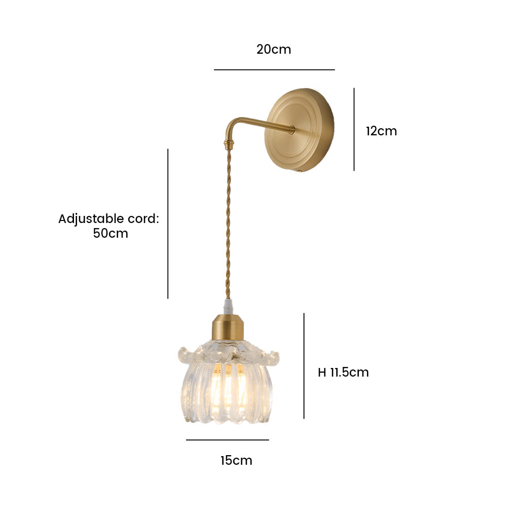 Nancy Modern Brass Flower Glass Wall Sconce