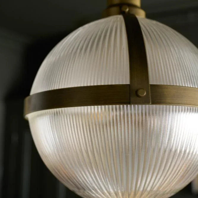 Orielle Vintage Ribbed Glass Orb Pendant Light