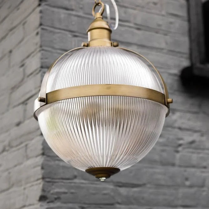 Orielle Vintage Ribbed Glass Orb Pendant Light