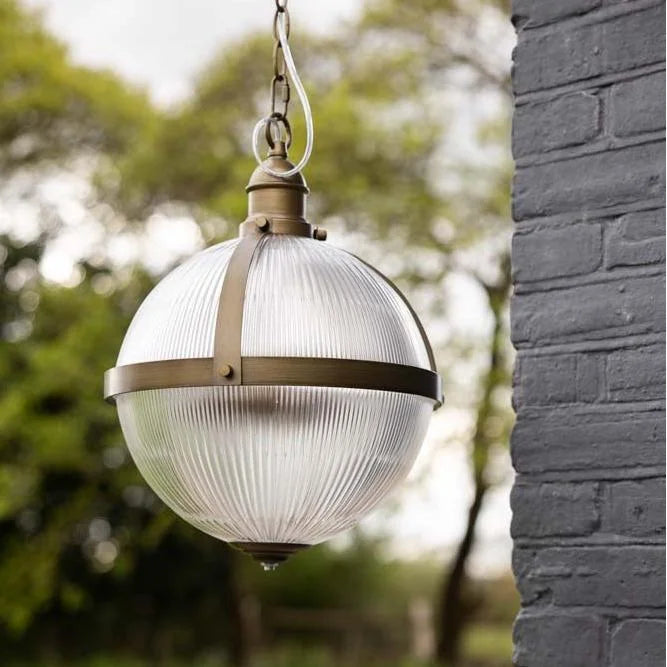 Orielle Vintage Ribbed Glass Orb Pendant Light
