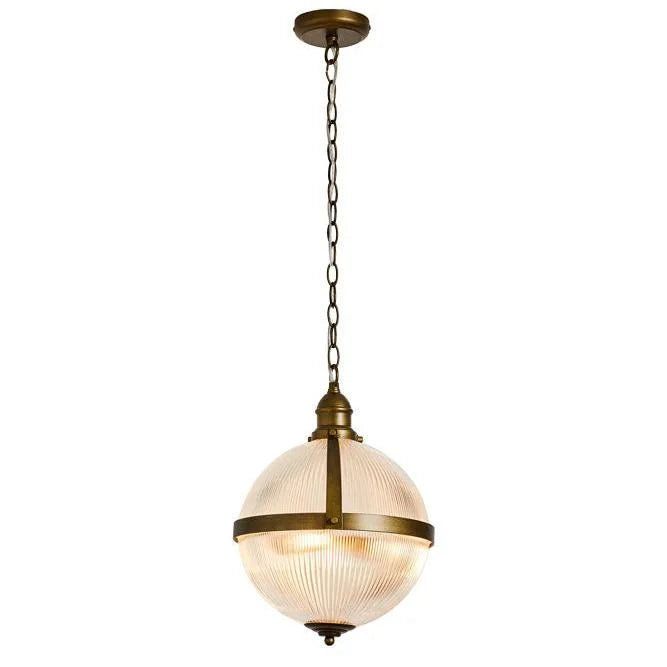 Orielle Vintage Ribbed Glass Orb Pendant Light