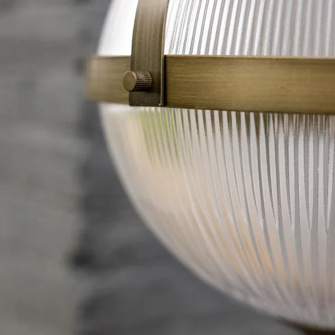 Orielle Vintage Ribbed Glass Orb Pendant Light