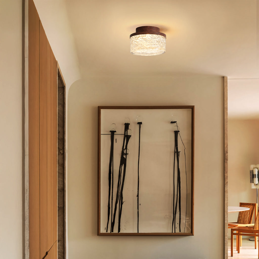 Xavier Retro LED Cylindrical Wooden Ceiling Light