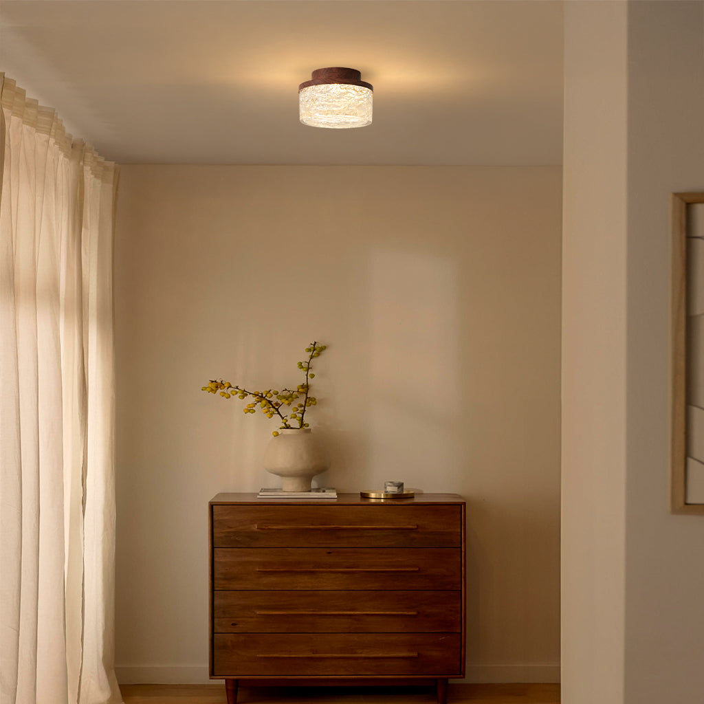 Xavier Retro LED Cylindrical Wooden Ceiling Light