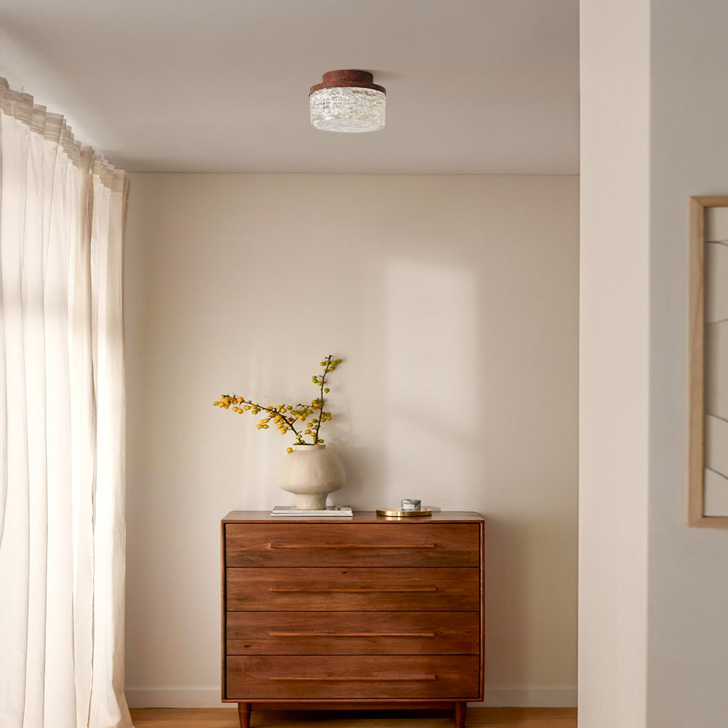 Xavier Retro LED Cylindrical Wooden Ceiling Light