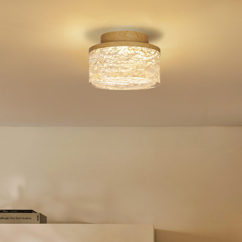 Xavier Retro LED Cylindrical Wooden Ceiling Light