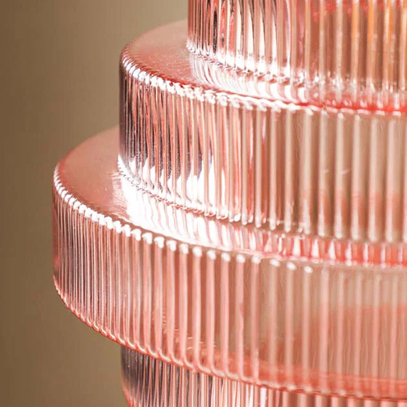 Karen Vintage Tiered Striped Stained Glass Pendant Light