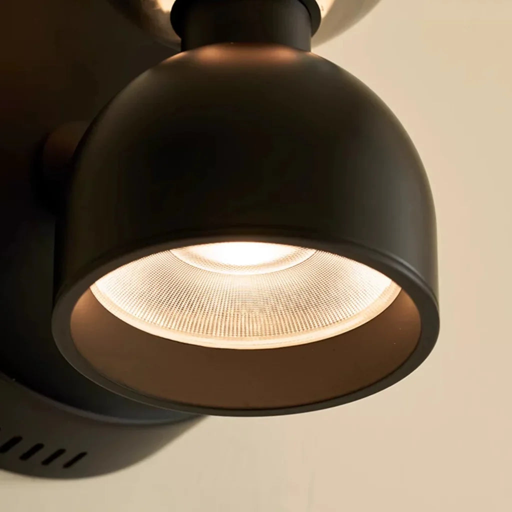 Zevi Industrial Black LED Glass Wall Sconce