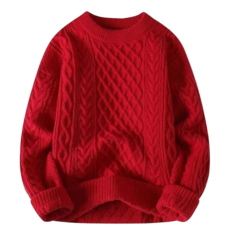 Men's twist pattern pullover autumn outfit