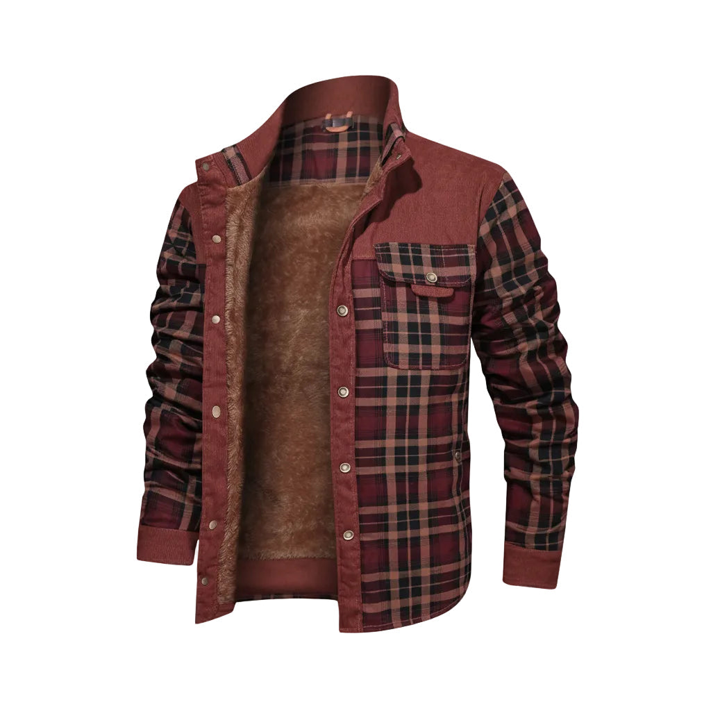 Plaid shirt with brown interior on a white background