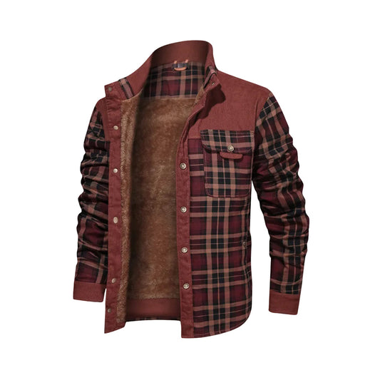 Plaid shirt with brown interior on a white background